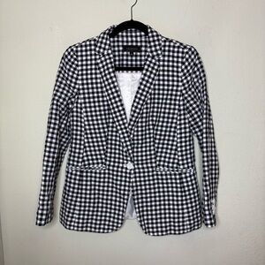 Talbots Black & White Linen Blend Gingham Blazer Size 4